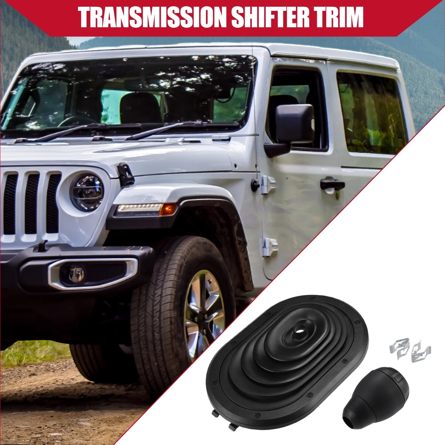 Set of 1 Gear Shifter Boot Cover for Jeep Wrangler (2007–2010) No. 52060485AG Black