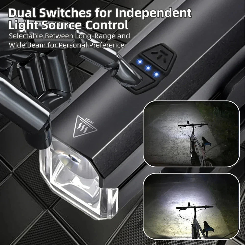 1000LM LED Bike Headlight Rechargeable Waterproof - 6 Modes