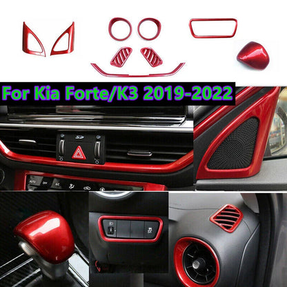 9 x Red ABS Interior Cover Trim Decor for Kia Forte/K3 (2019–2022)