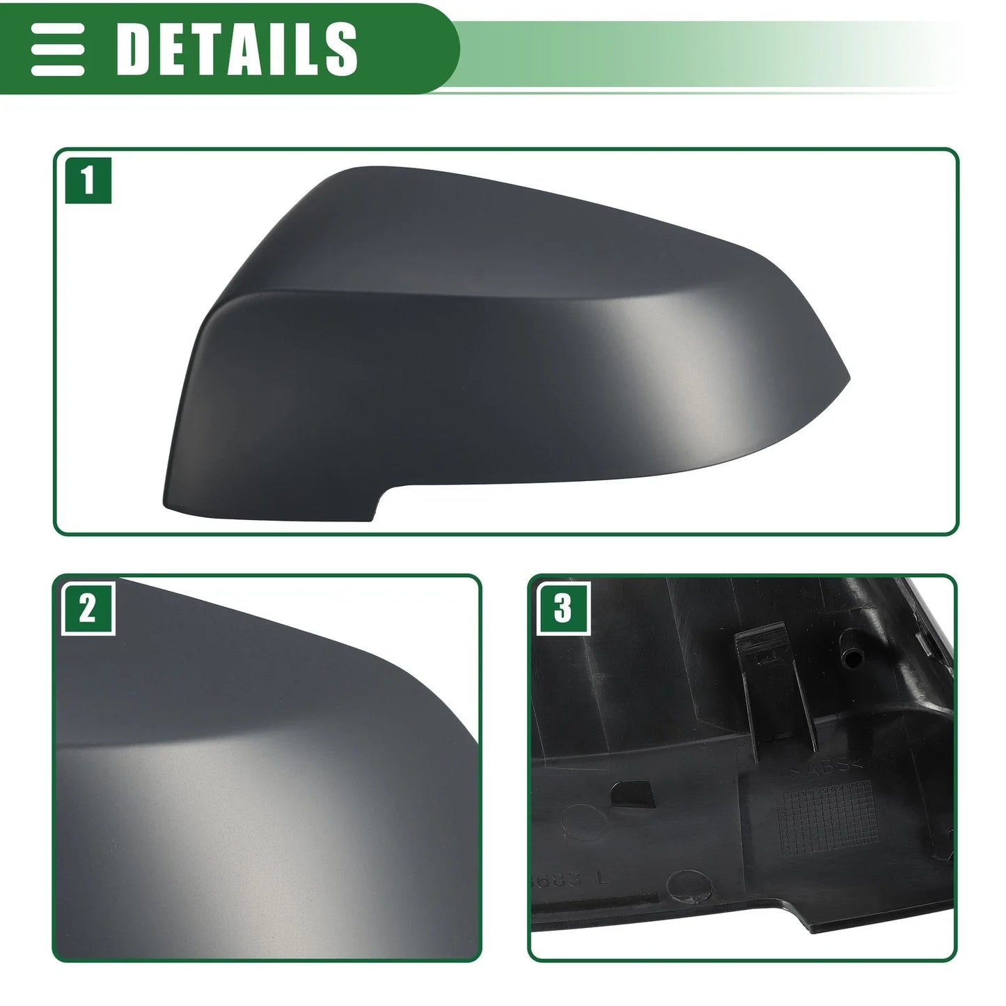 Pair Left Right Rearview Mirror Covers for BMW 528i Deep Gray (2011-2016)