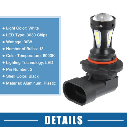 Set of 2 9006 LED Fog Light Bulbs 3030 Chips for Auto Car
