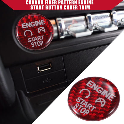 Carbon Fiber Engine Start Stop Button Cover Trim for Ford