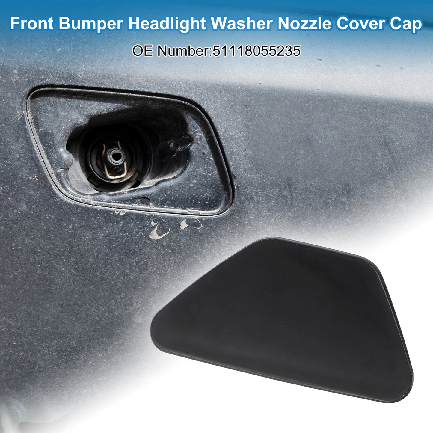 Front Left Headlight Washer Nozzle Cap for BMW M5 (2013–2016) Unpainted Black
