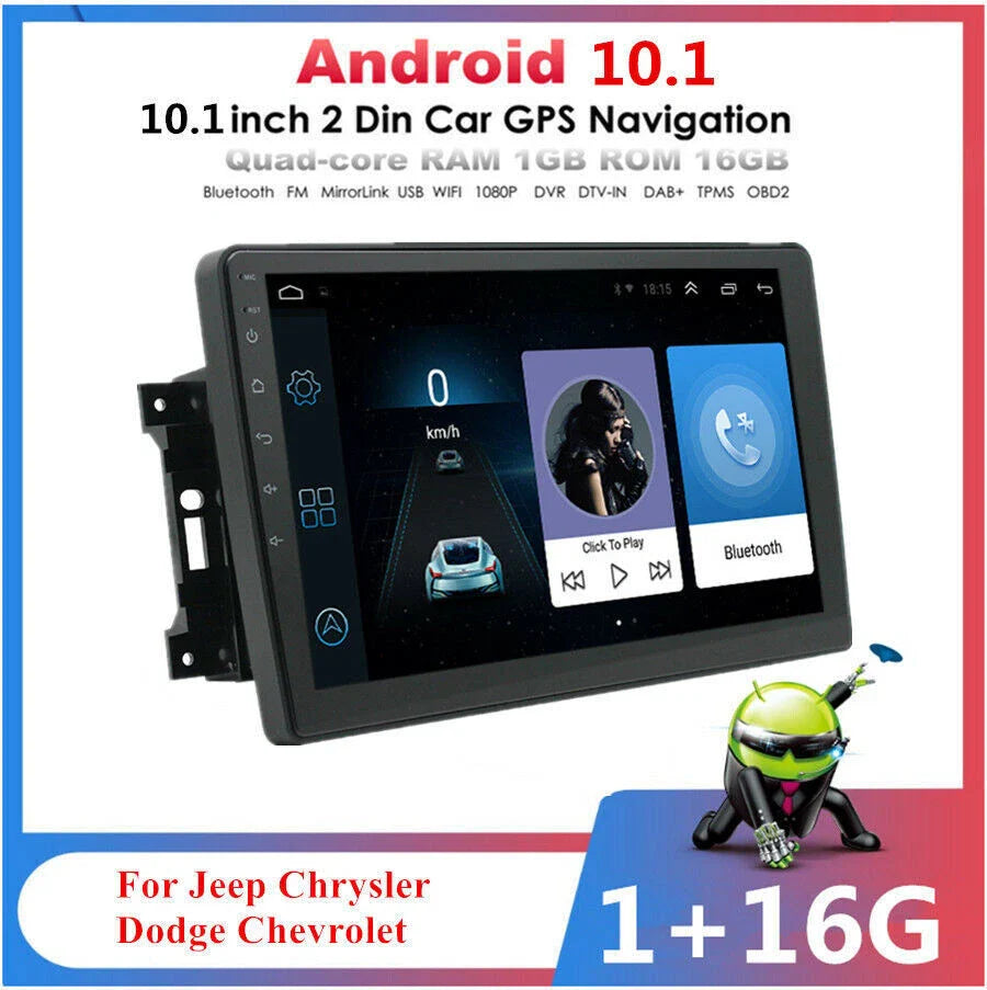 10.1" Android Stereo GPS Radio for Jeep Wrangler Unlimited Patriot (2011-2023)