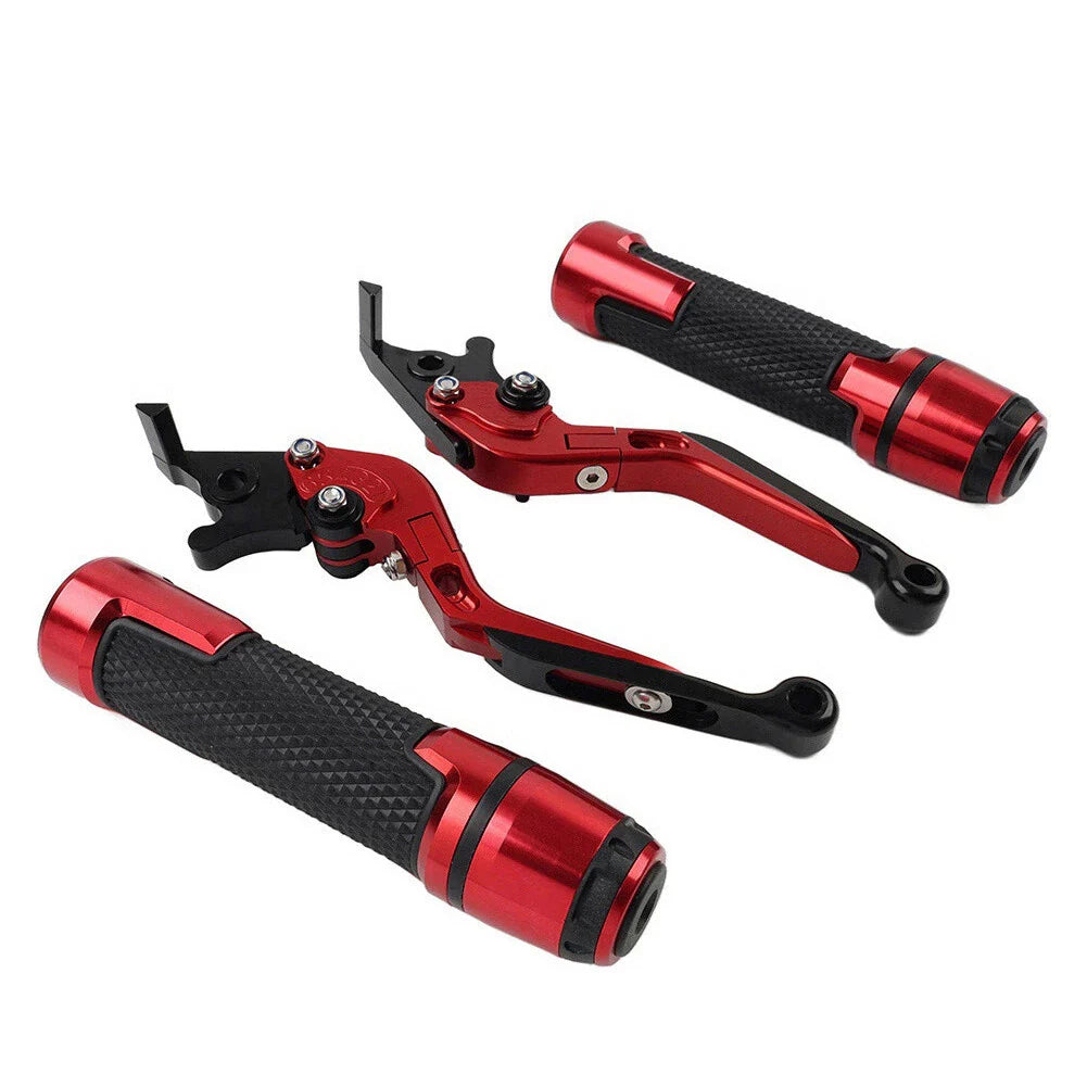Red Extendable Brake Clutch Levers Grip Set for Kawasaki ZX6R (2005-2023)