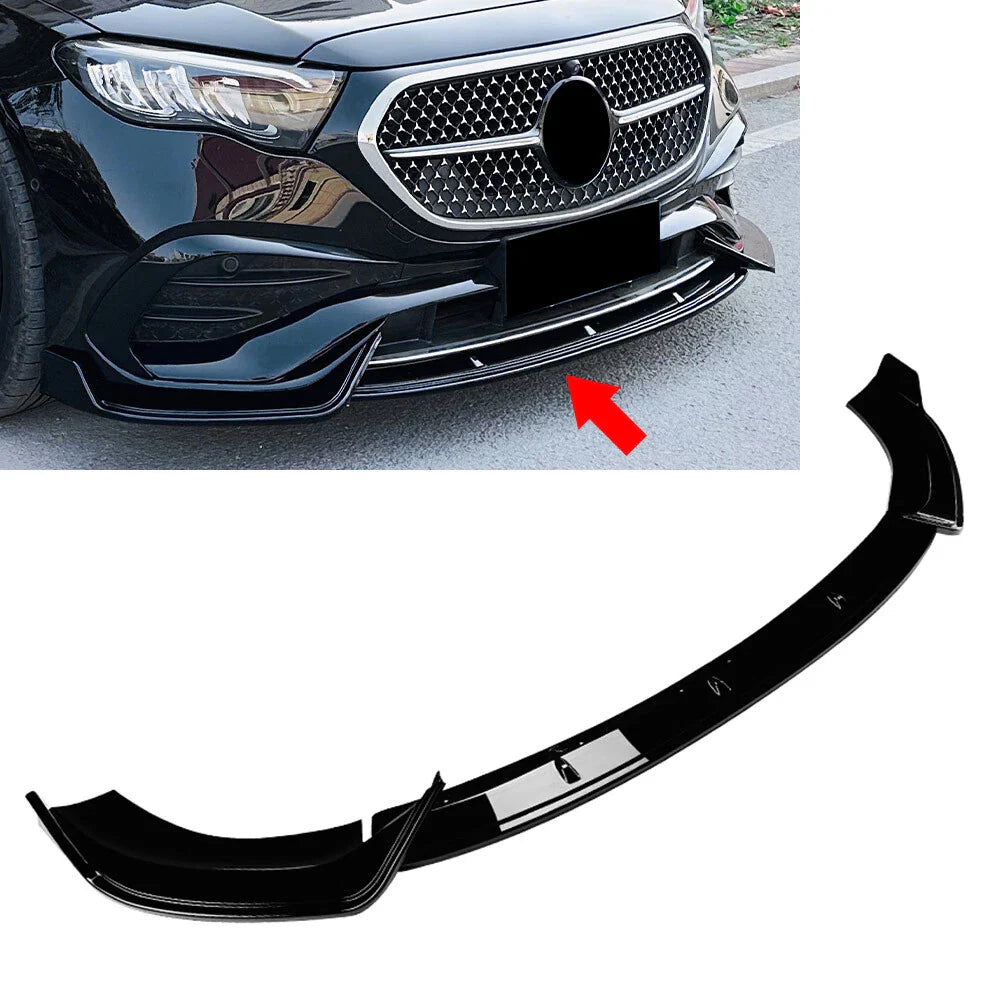 Front Bumper Splitter Spoiler Lip for Mercedes Benz E Class (2024) Black