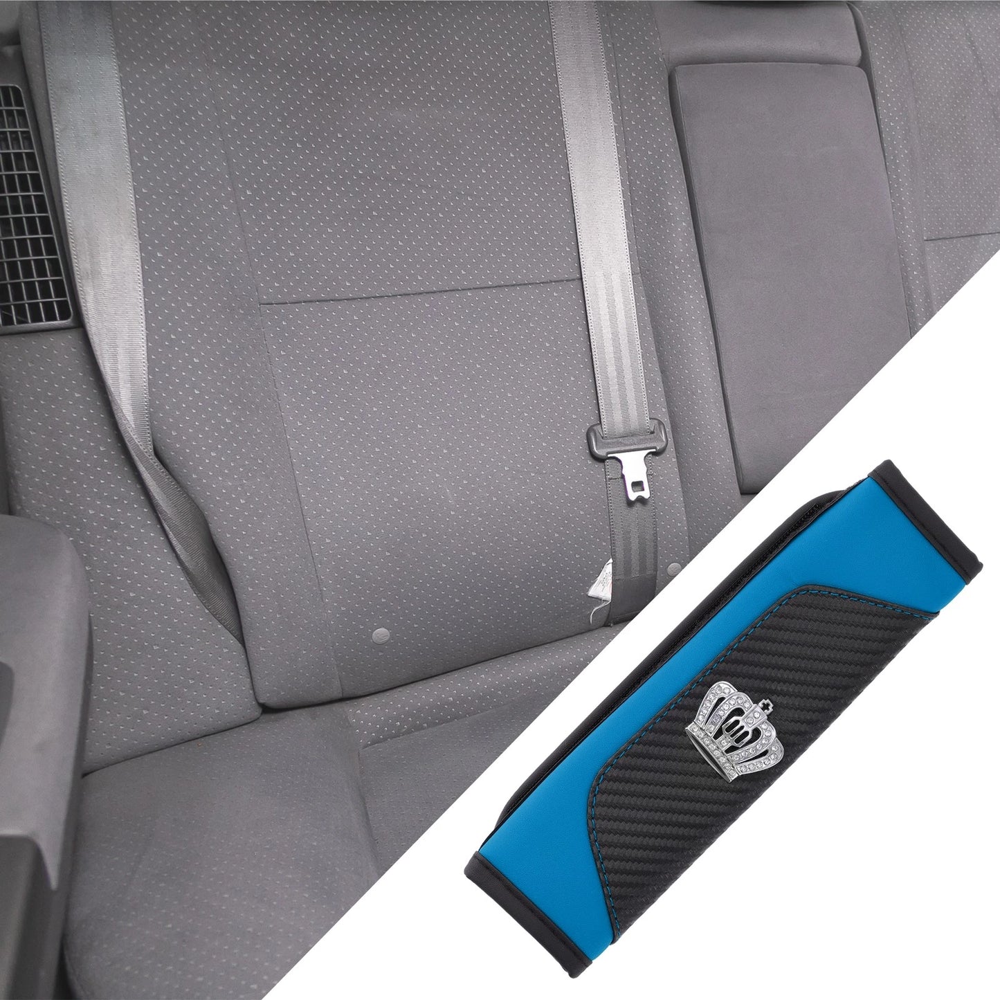 Set of 2 Carbon Fiber Seat Belt Pad Covers for Universal Fit (6.5x23cm)