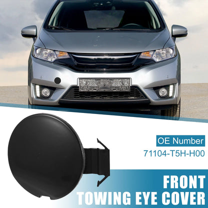 Front Bumper Tow Hook Cover 71104-T5H-H00 for Honda Fit Jazz (2014–2017) Black