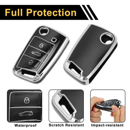 TPU Silicone Car Key Case for VW Golf 7 (2013–2020) - 3 Buttons