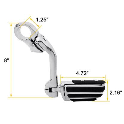 1 1/4" Long Angled Mount Highway Foot Pegs for Harley Touring Softail Sportster