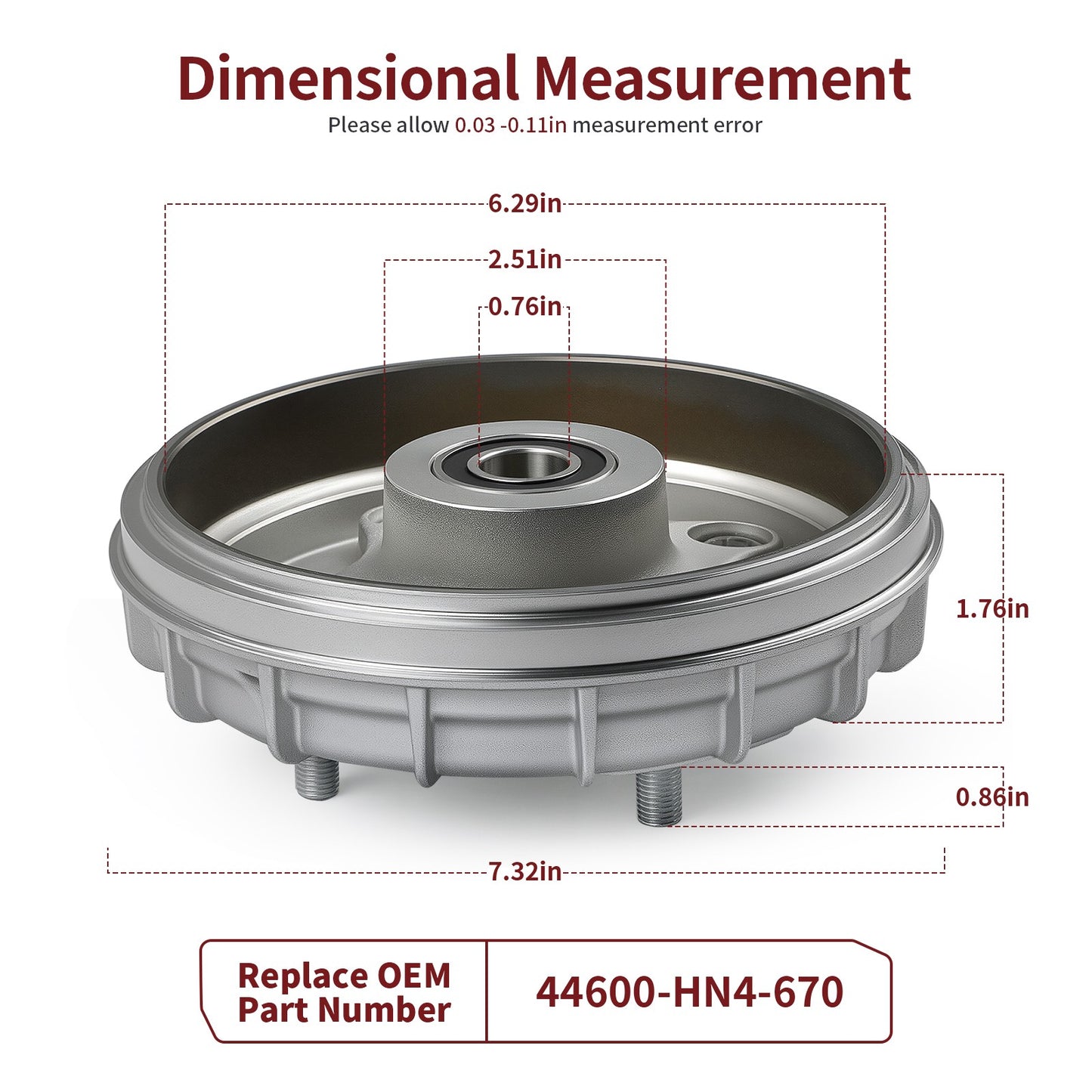 Front Brake Drum for Honda Rancher 350 2X4 TRX350TE (2000–2006)