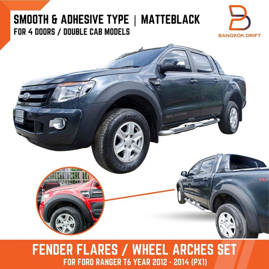 Matte Black Fender Flares for Ford Ranger PX1 T6 XLT XL Wildtrak (2012-2015)