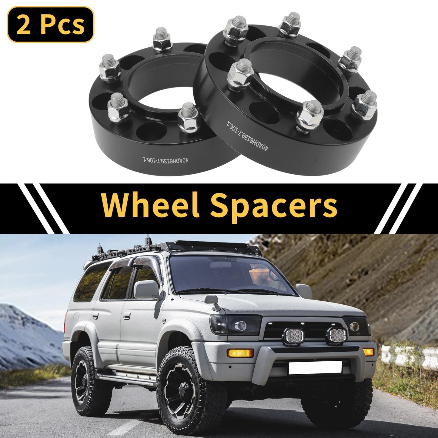 2X Wheel Spacers 6x139.7mm M12x1.5 for Toyota 4Runner (1989–2023)