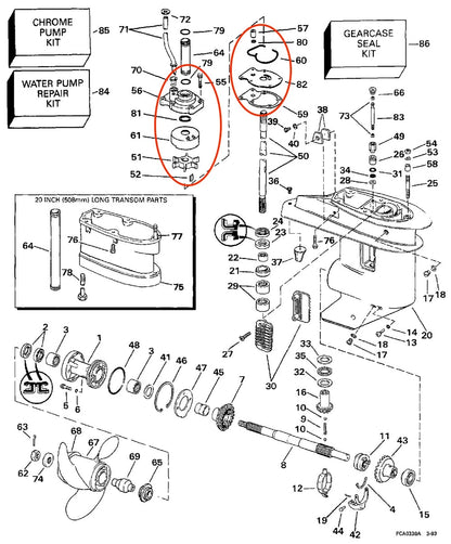 Water Pump Impeller Kit for Johnson Evinrude OMC Outboards (20-35 HP)
