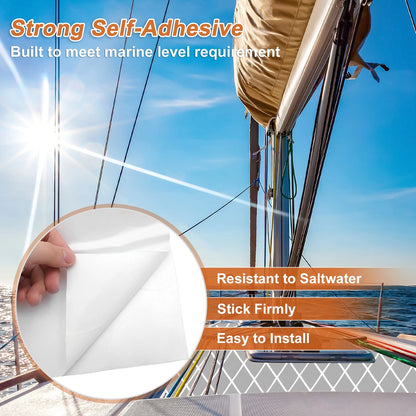 Self-Adhesive Boat Flooring Strip 96" Lx16" W Light Gray with White Line