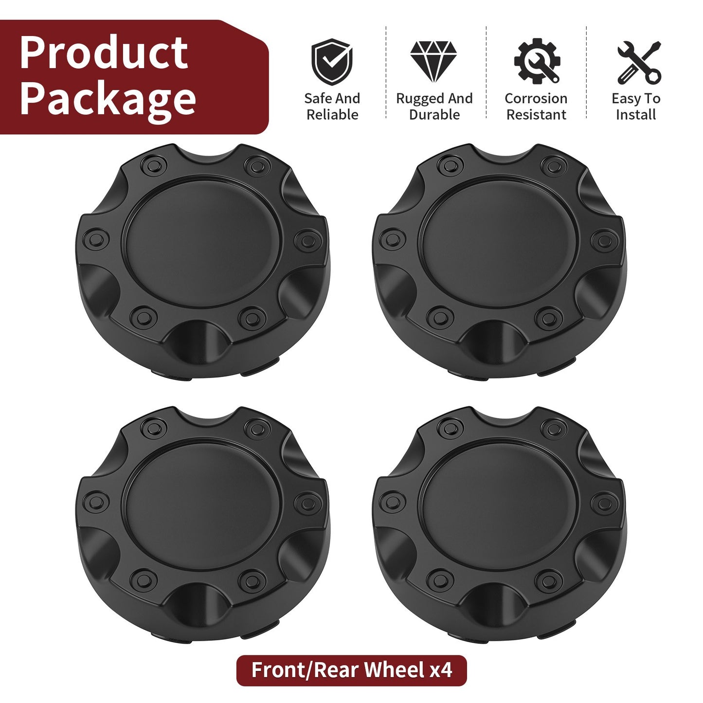 Set of 4 Wheel Center Caps for Polaris RZR XP 1000 (2017–2022)