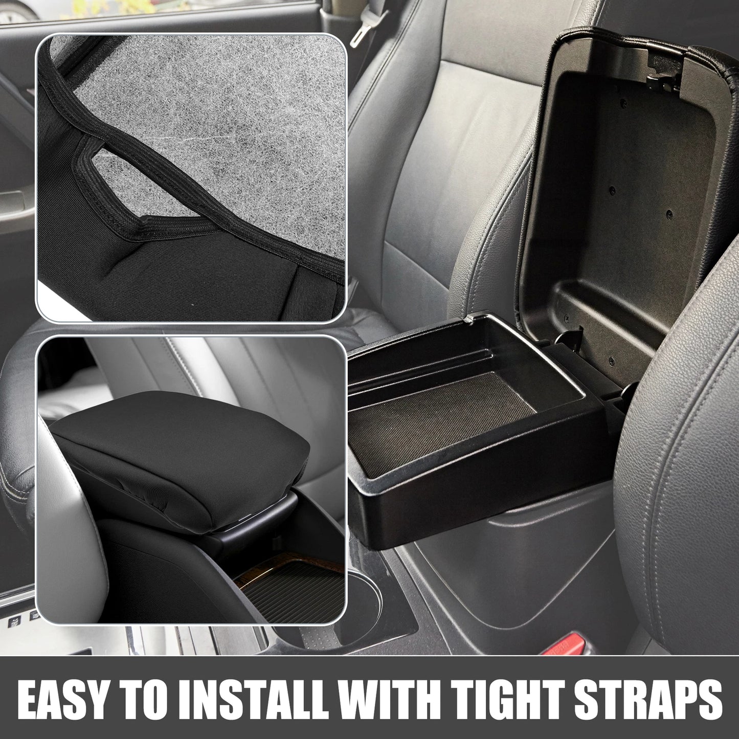 Center Console Armrest Cushion Cover for Toyota 4Runner (2010–2023) Black