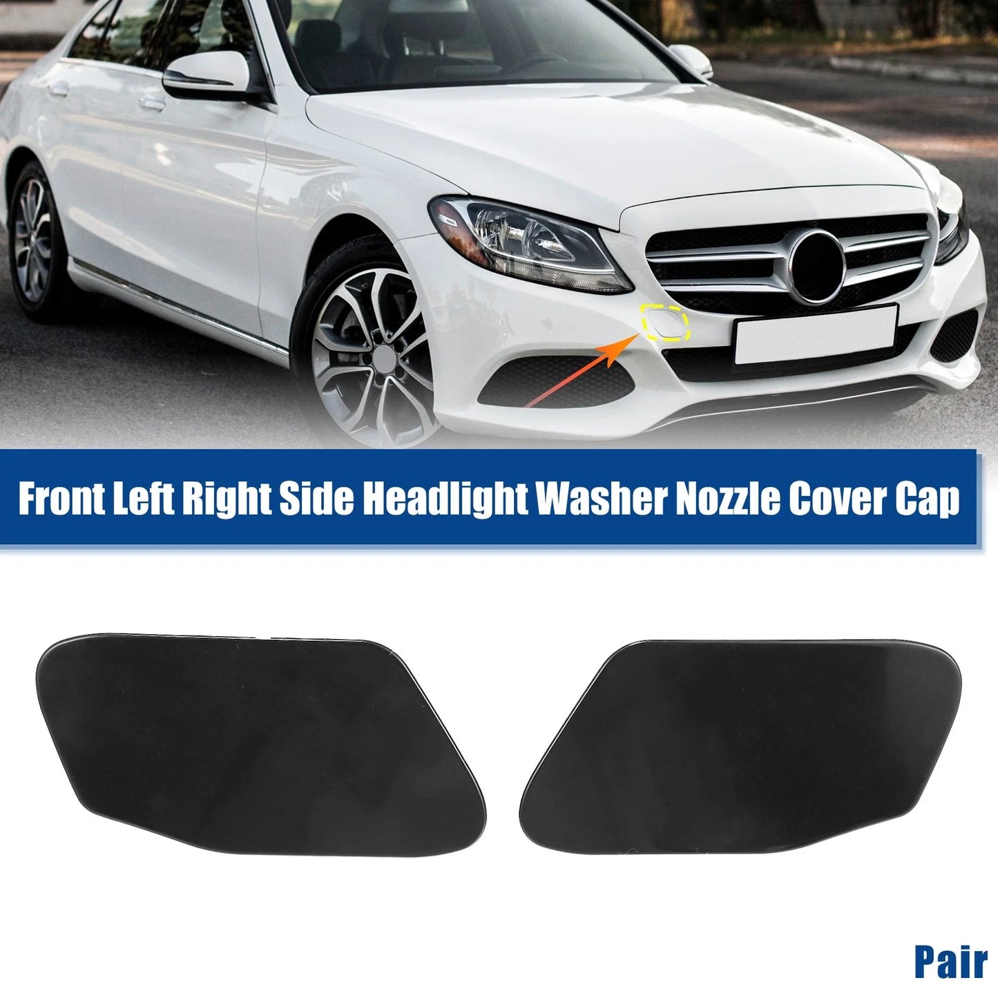 Pair Front Left & Right Headlight Washer Nozzle Covers for BMW X3 (2010-2017)