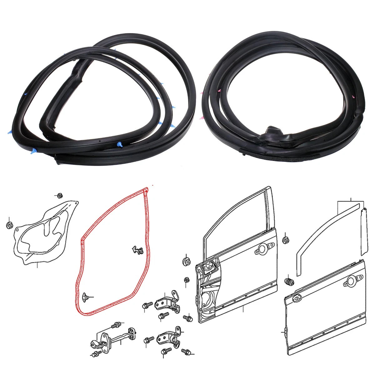 Set of 2 Front Door Weatherstrip for Honda Civic Sedan (2006–2010)