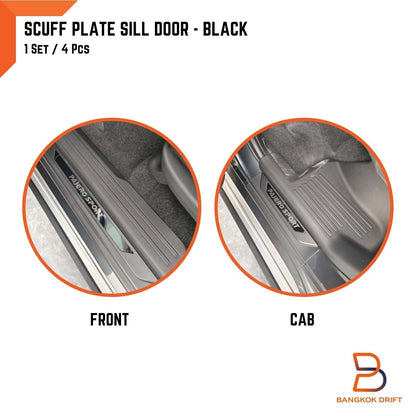 Matte Black Scuff Plate Door Sill Protector for Mitsubishi Pajero Sport (2015-2025)