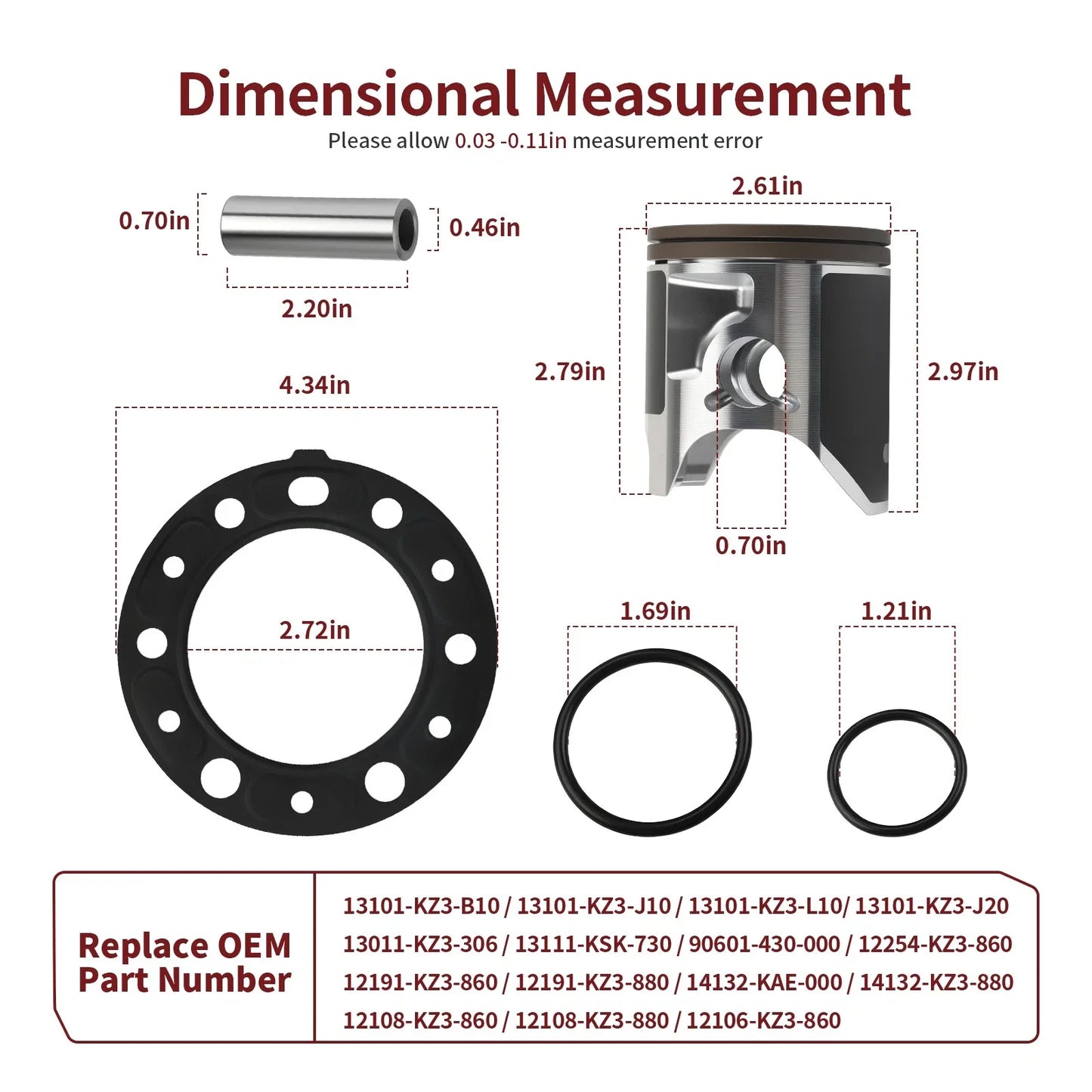 Piston Rings Gasket Kit 66.4mm Top End for Honda CR250R (1997–2001)
