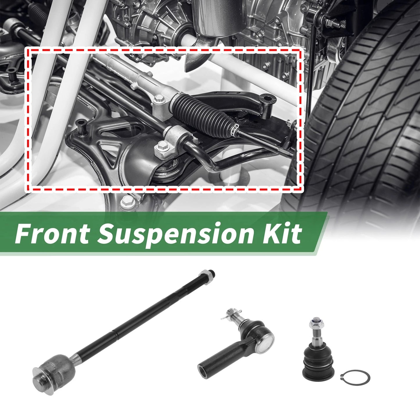 6pcs Front Suspension Kit Inner Outer Tie Rod End Upper Ball Joint for Ram 1500 (2009–2018)