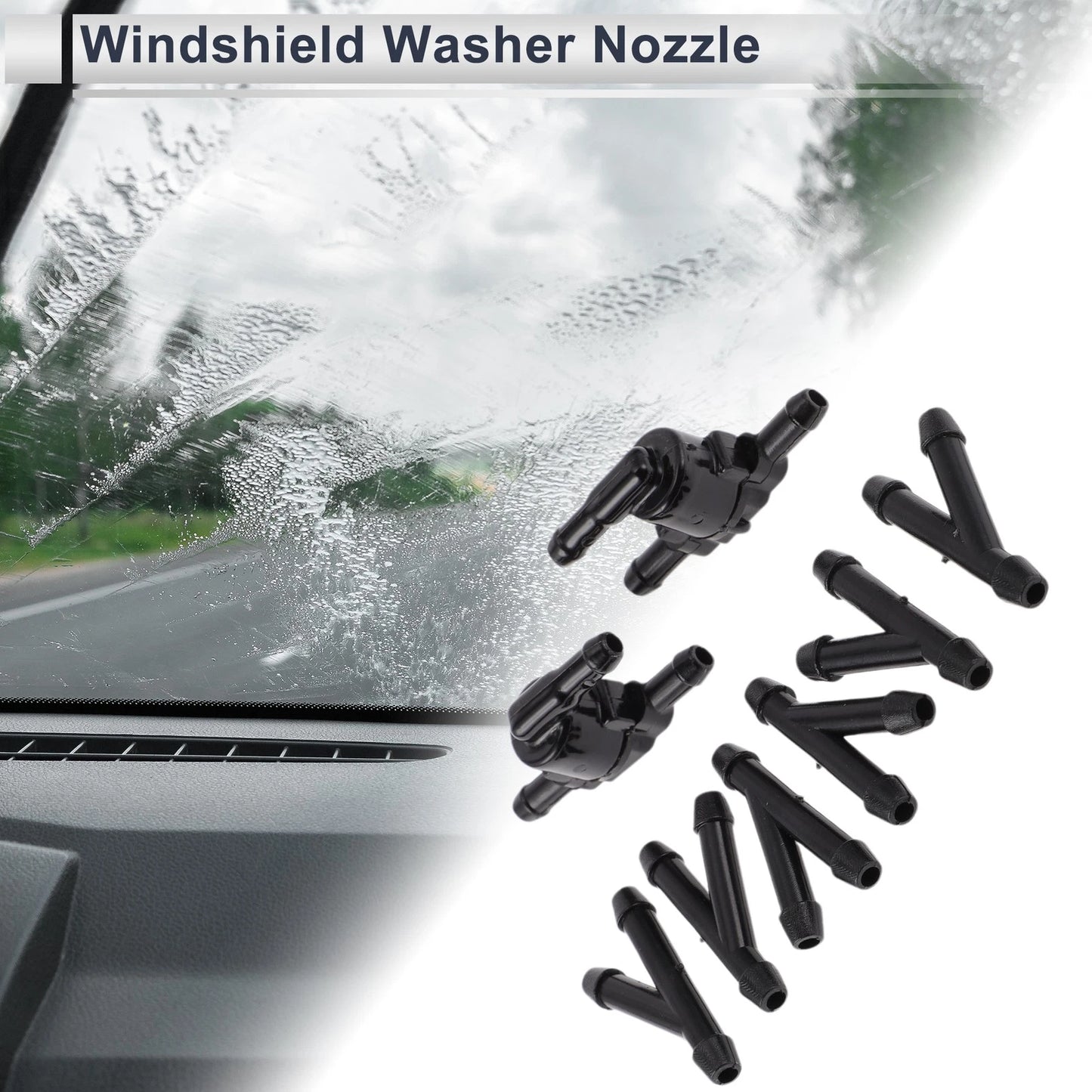 Washer Nozzle Set of 6 w/ Hose Connector for Toyota (No. 85321-28020)