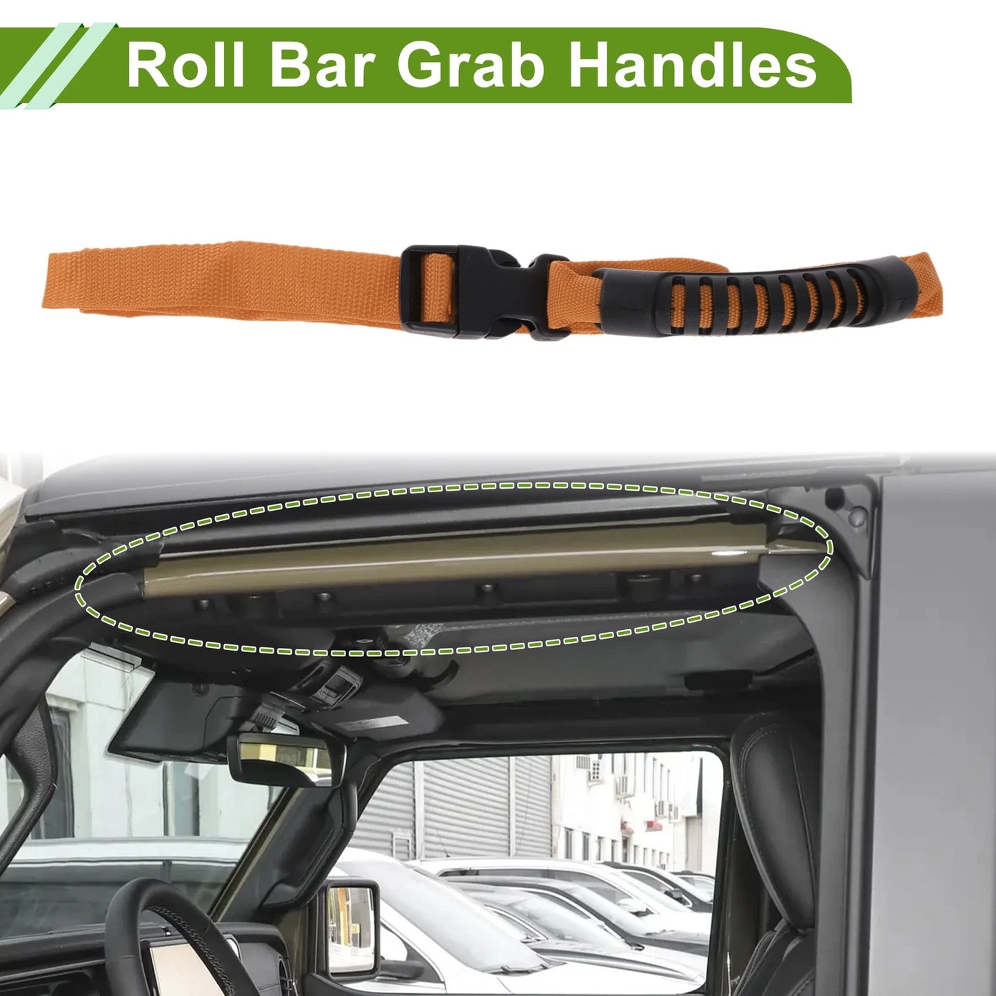 Roll Bar Grab Handles for Jeep Wrangler JL (2018–2024) - Orange