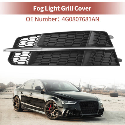 Fog Light Grill for Audi A6 C7 S-Line (2015–2018) Black Silver Tone