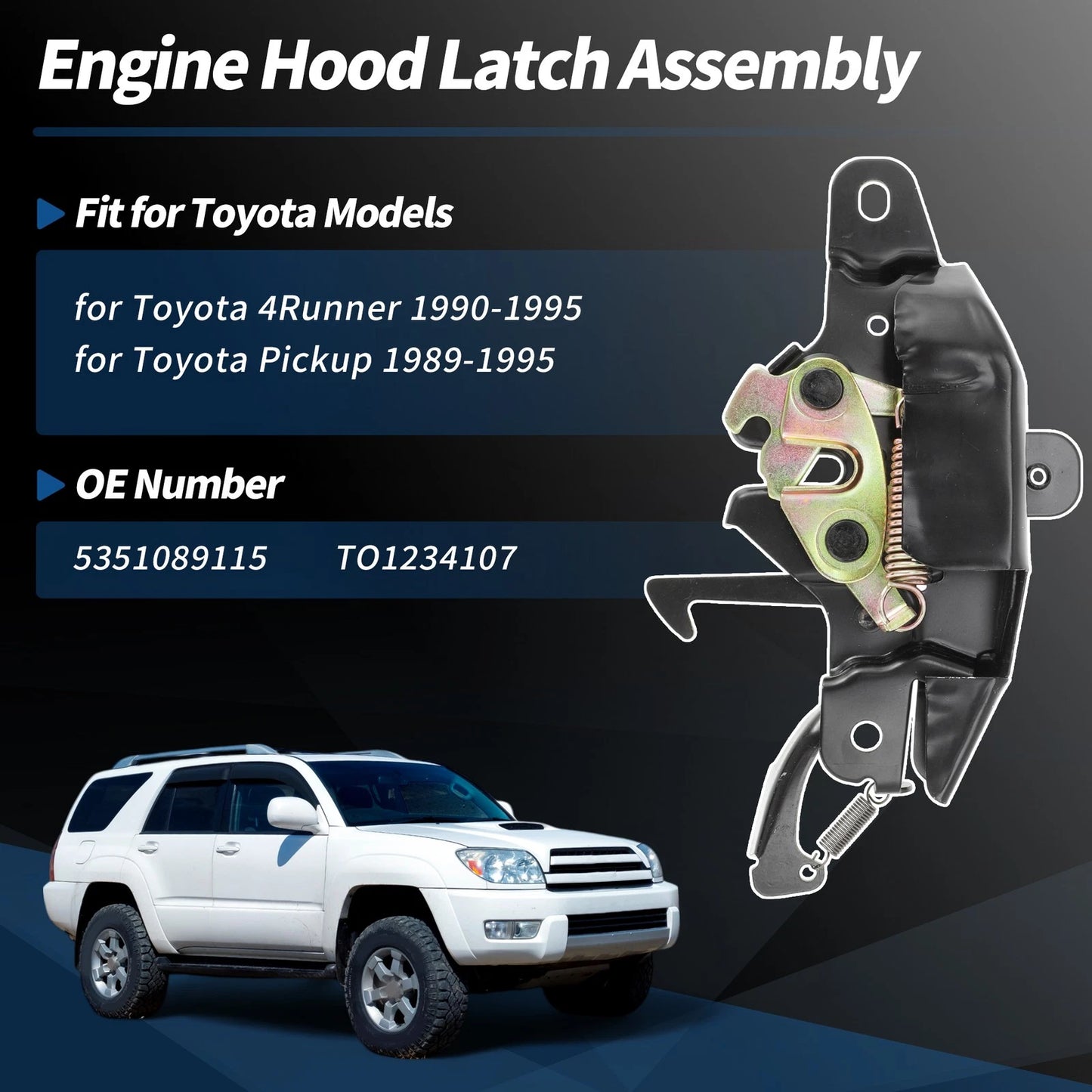 Hood Latch Assembly for Toyota 4Runner (1990–1995) No. 53510-89115