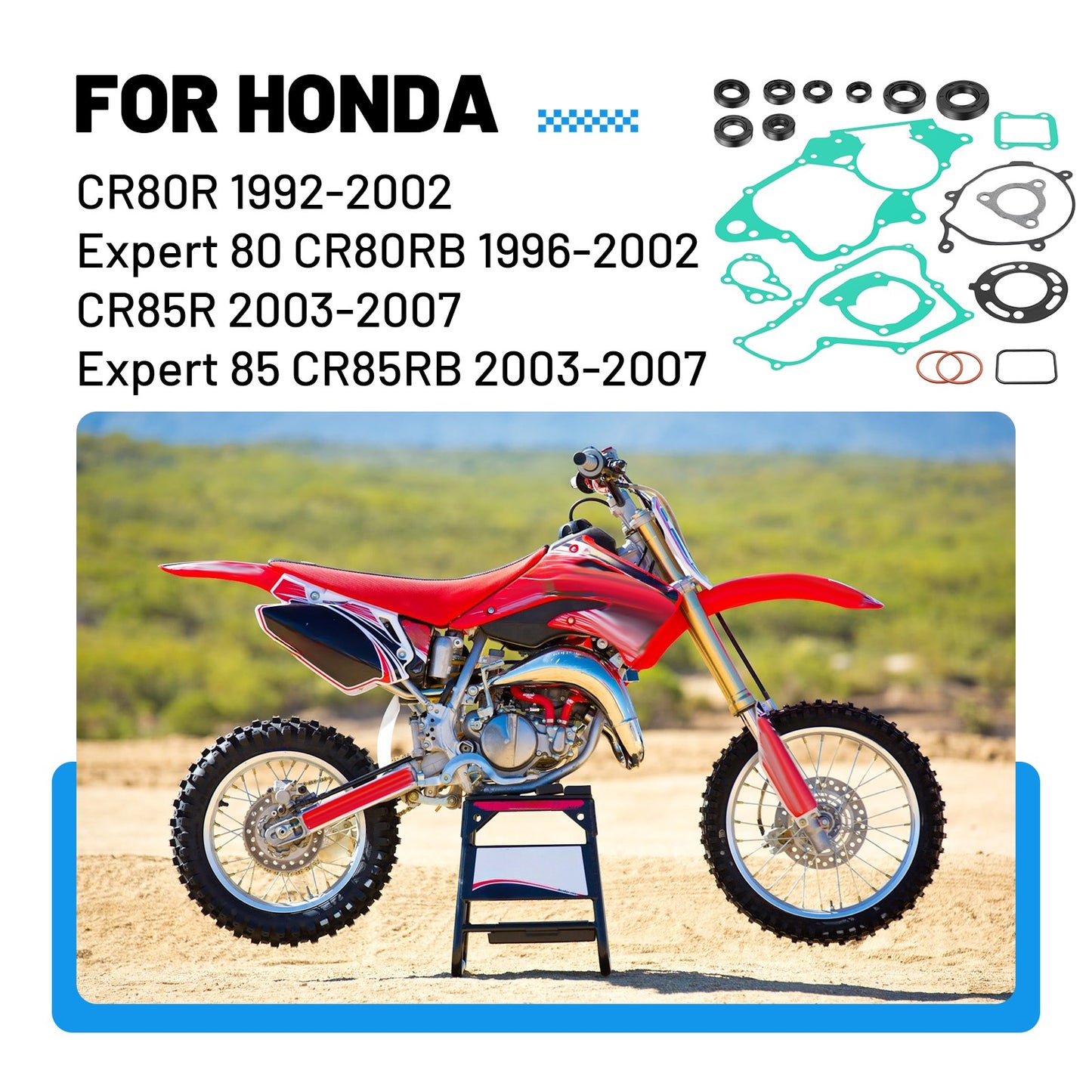 Engine Gasket and Oil Seal Kit for Honda CR80R CR80RB (1992–2002)