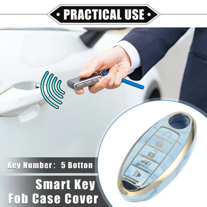 5 Button Smart Key Fob Cover for Nissan Altima Maxima Infiniti (TPU Blue)
