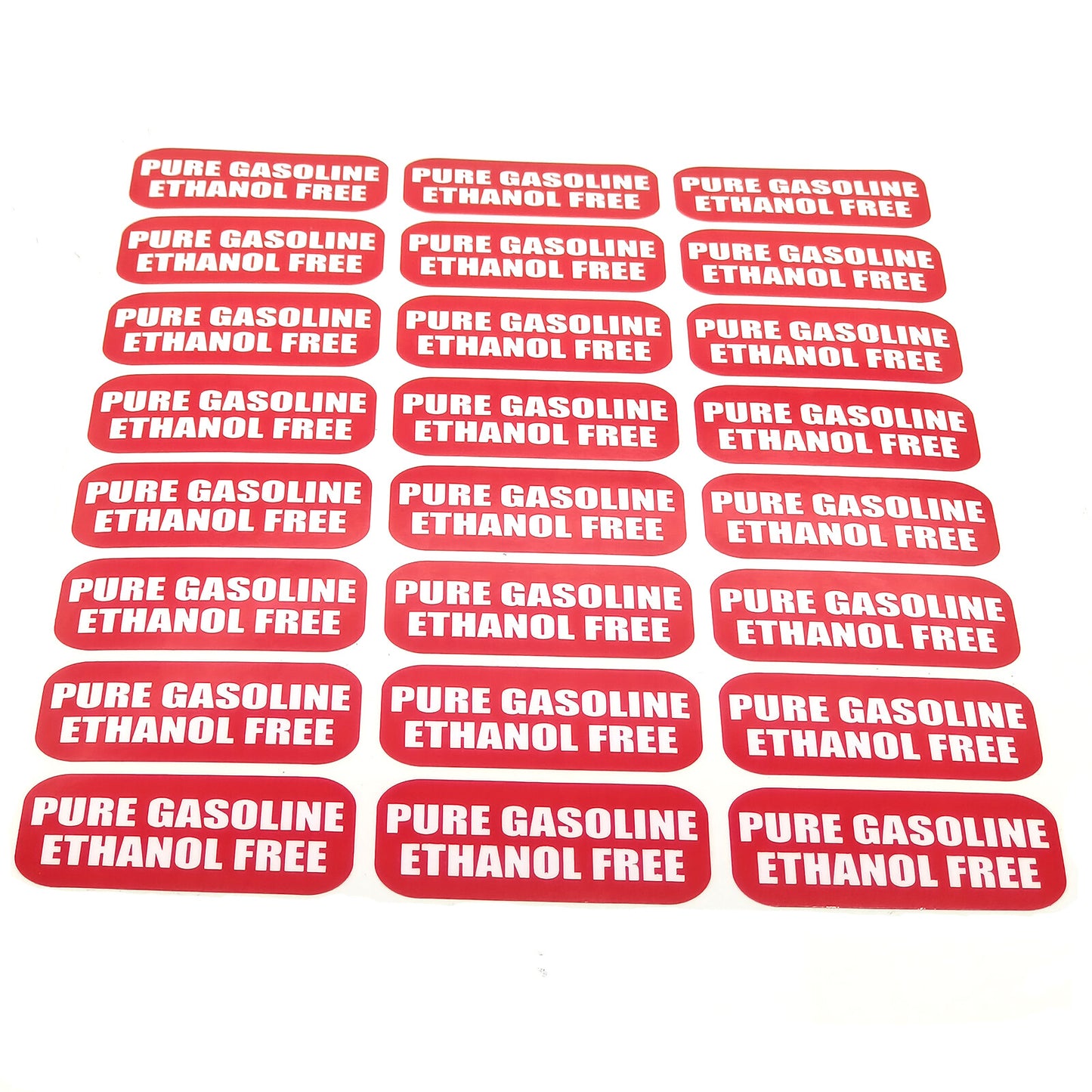 24-Pack Gasoline Ethanol Free Stickers for Fuel Tanks