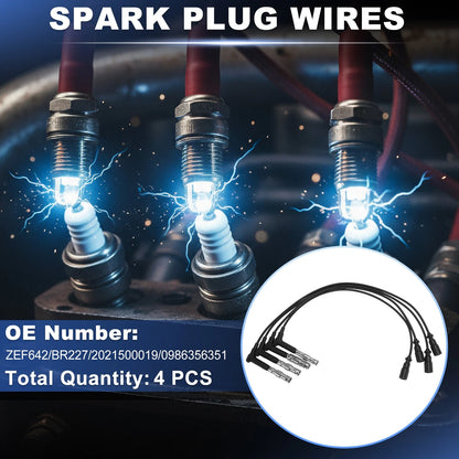 Set of 4 Spark Plug Wires for Mercedes-Benz 124 T-Model (S124) Replaces ZEF642