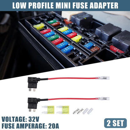 32V Mini Fuse Tap Adapter Kit  20A Blade Fuses for Cars, Boats
