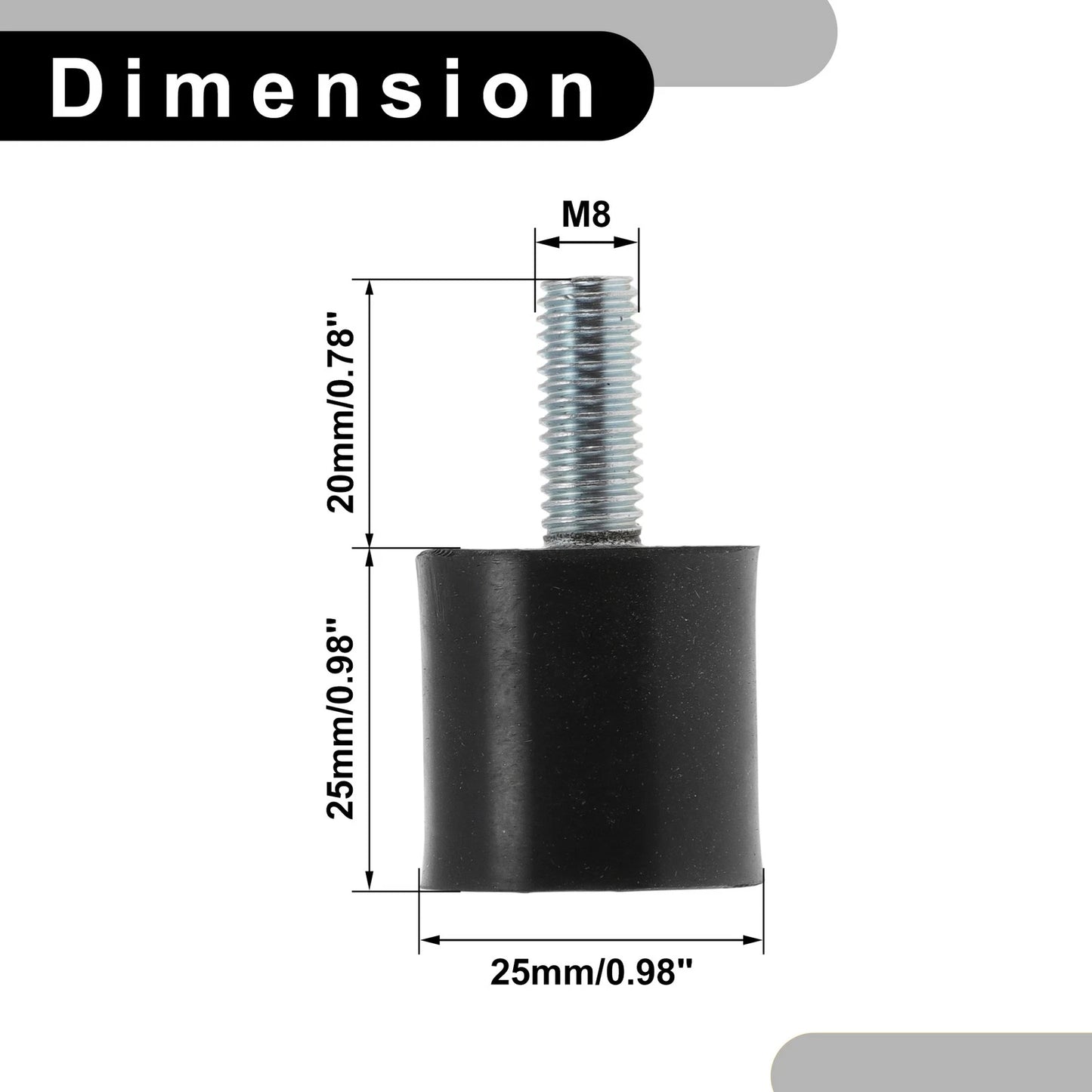 Set of 4 M8 Rubber Metal Vibration Isolator Mounts for Shock Absorber