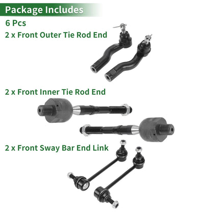 6pcs Front Suspension Kit Tie Rod End Sway Bar Link for Mercury Milan (2006–2009)