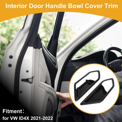 Interior Door Handle Bowl Cover Trim for VW ID.4X (2021–2022) Carbon Fiber Black