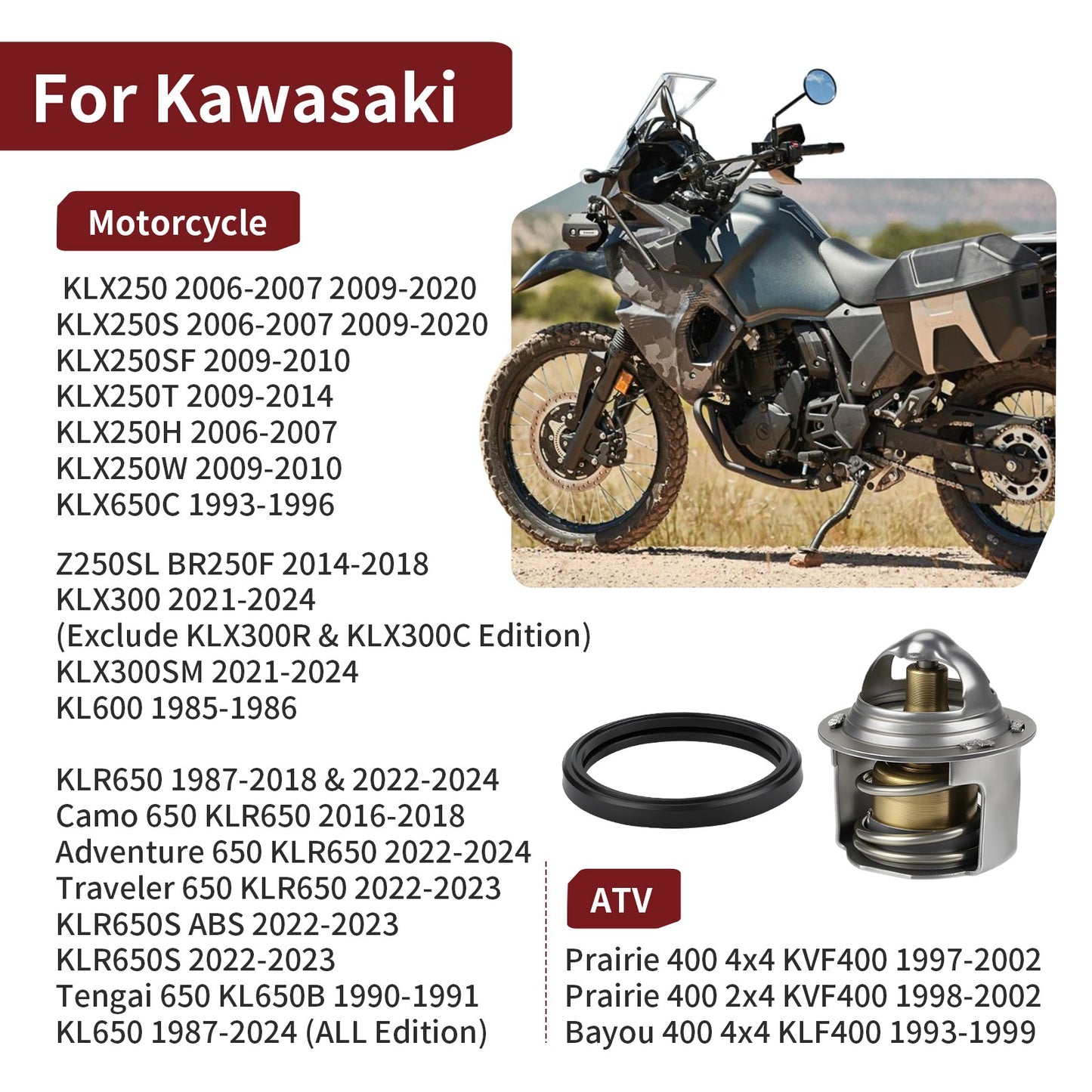 Thermostat & Gasket for Kawasaki Bayou 400 4x4 (1993–1999)