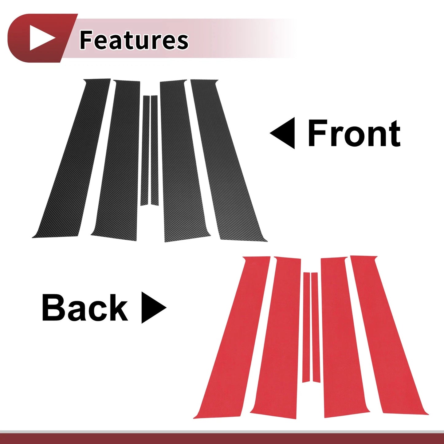 Door Pillar Window Trim for Nissan March (2010–2015) Black Carbon Fiber