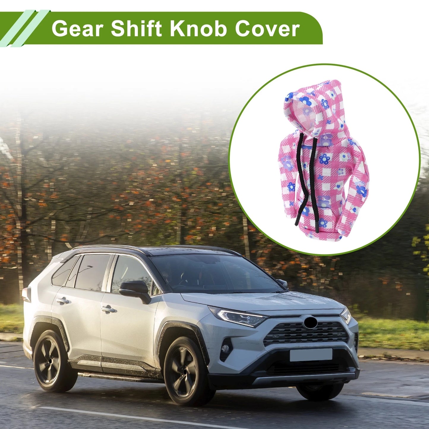 Gear Shift Knob Cover for Universal Lattice Hoodie Style (Pink White)