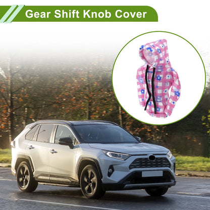 Gear Shift Knob Cover for Universal Lattice Hoodie Style (Pink White)