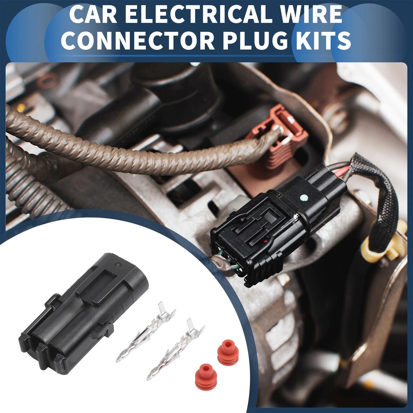 2 Pin Waterproof Car Electrical Wire Connector Plug Kit for Car Boat RV