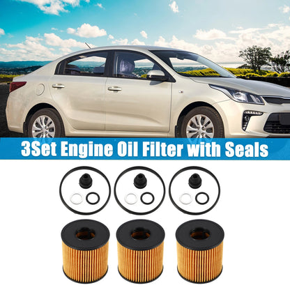 Set of 3 Engine Oil Filters 26350-2J000 for Hyundai Elantra 2.0L (2021–2022)