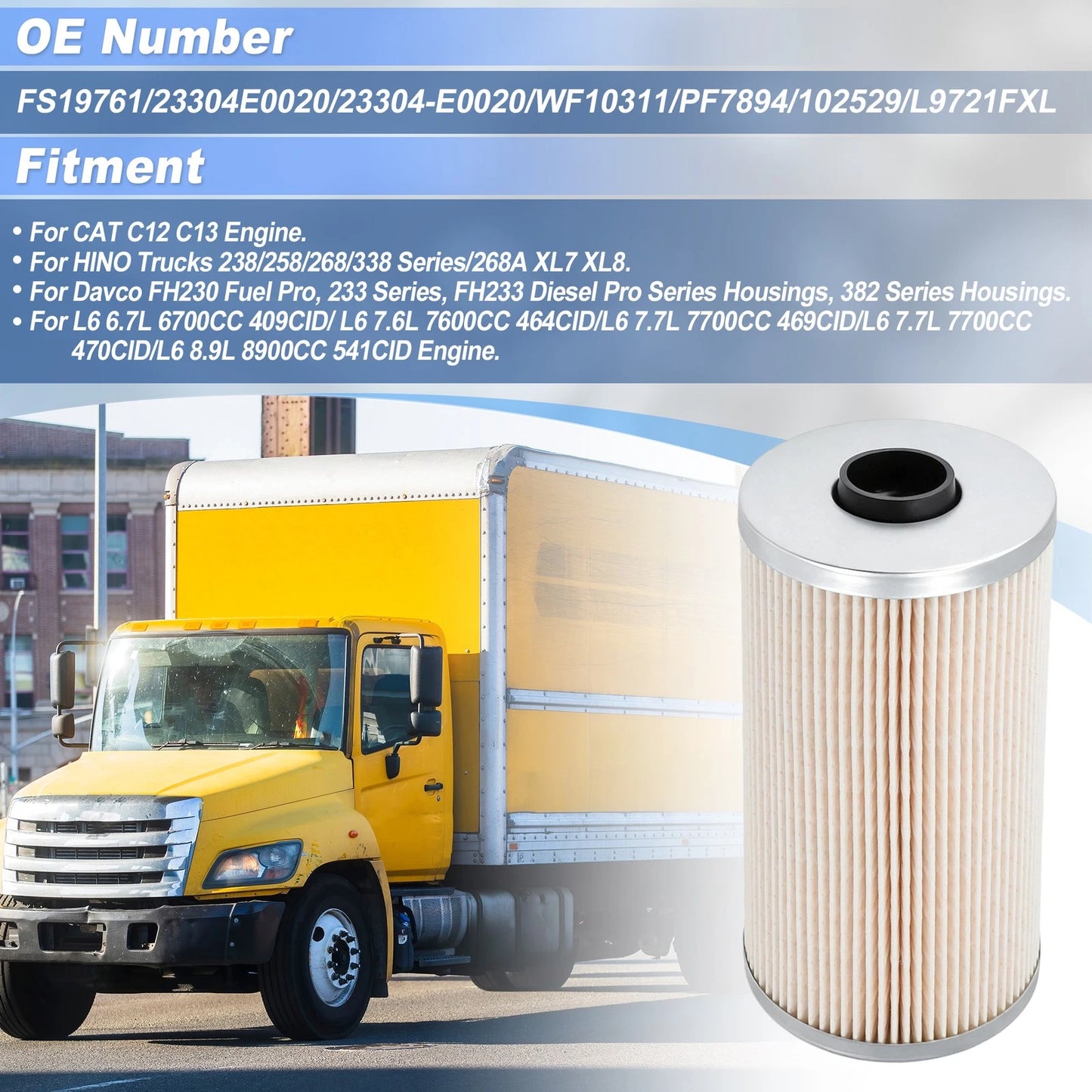 FS19761 Fuel Filter for HINO Truck 238 258 268 338
