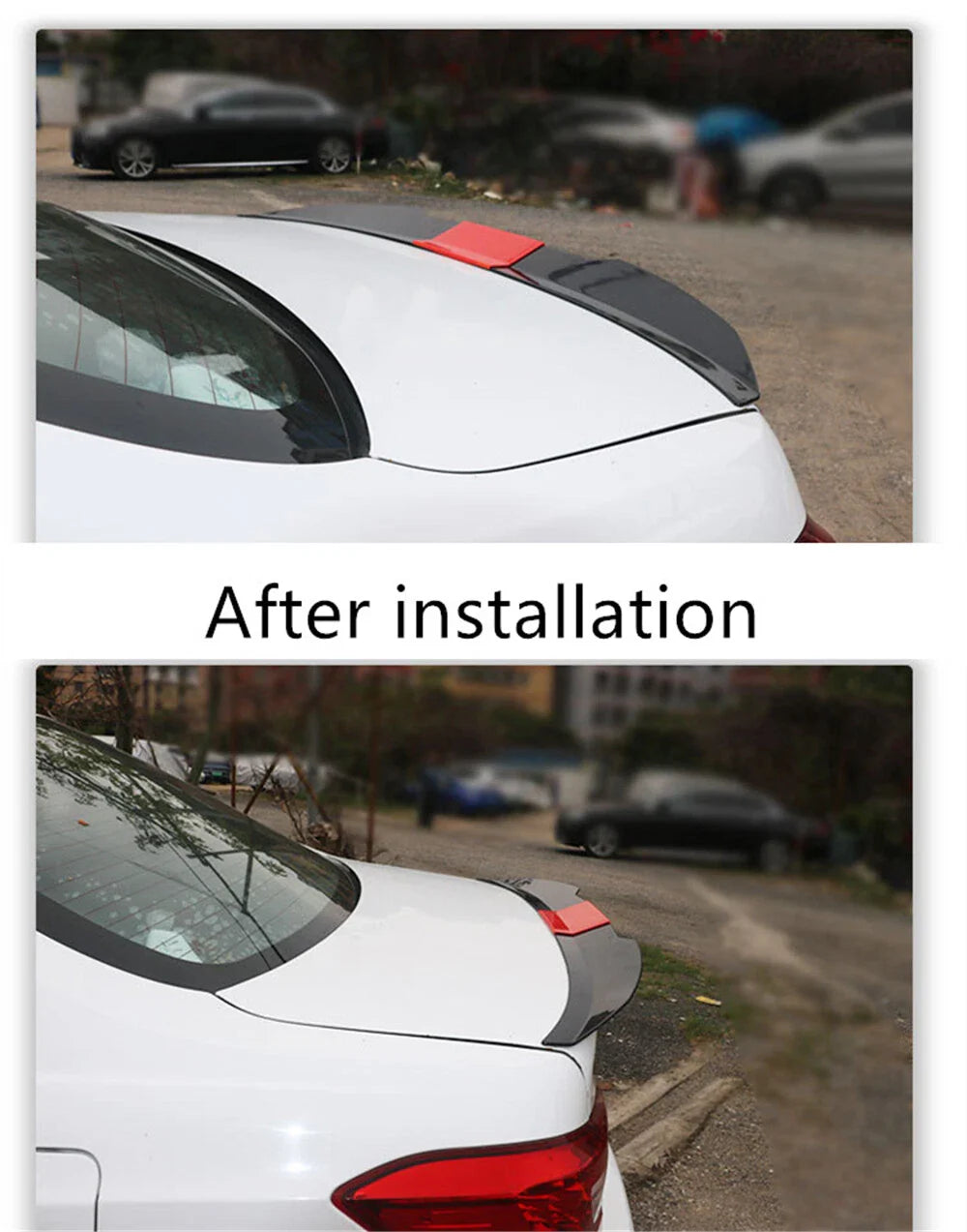 Glossy Black & Red Adjustable Rear Trunk Spoiler Lip for Universal Cars
