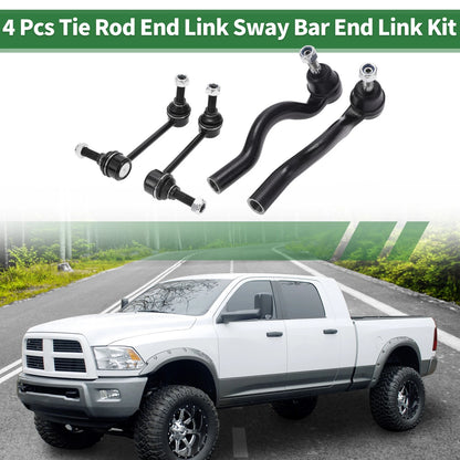 Set of 4 Front Suspension Kit Outer Tie Rod End Sway Bar Link for Dodge Durango