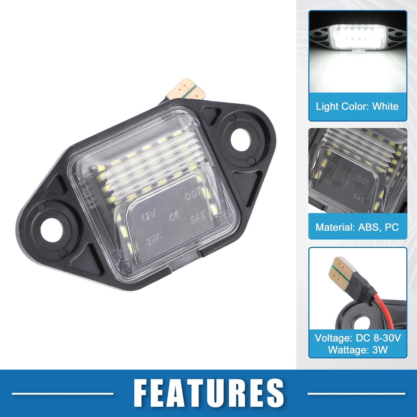 6500K White LED License Plate Light F6UZ-13550-AA for Ford E-150 E-250 (2003–2014)