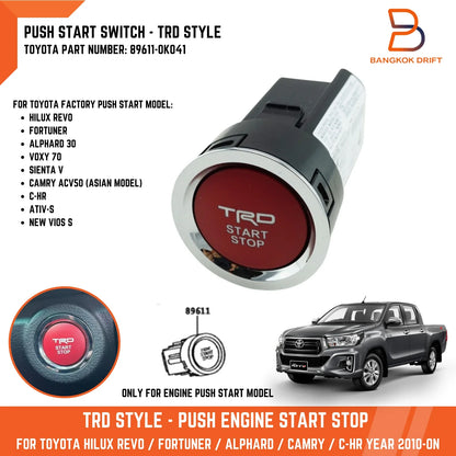 TRD Push Engine Start Stop for Toyota Hilux, Fortuner, Alphard, C-HR, Aurion