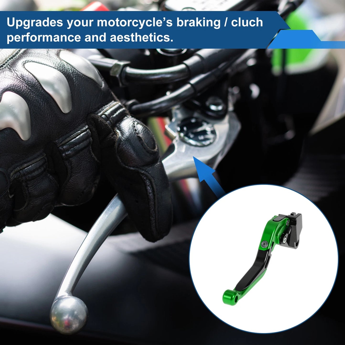 Short Long Brake Clutch Lever for Kawasaki Versys 650 (2006–2023) Green Black